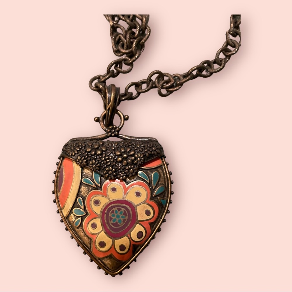 RARE Vintage Lucky Brand Acorn Peace Sign Necklace